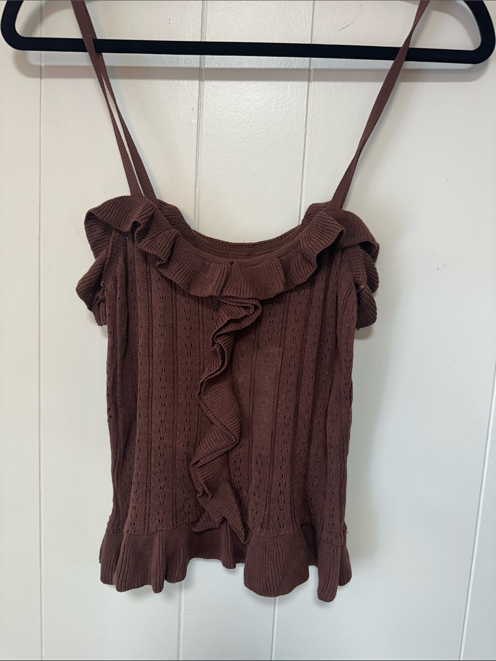 ZARA- Brown Ruffle Knit Cami Top